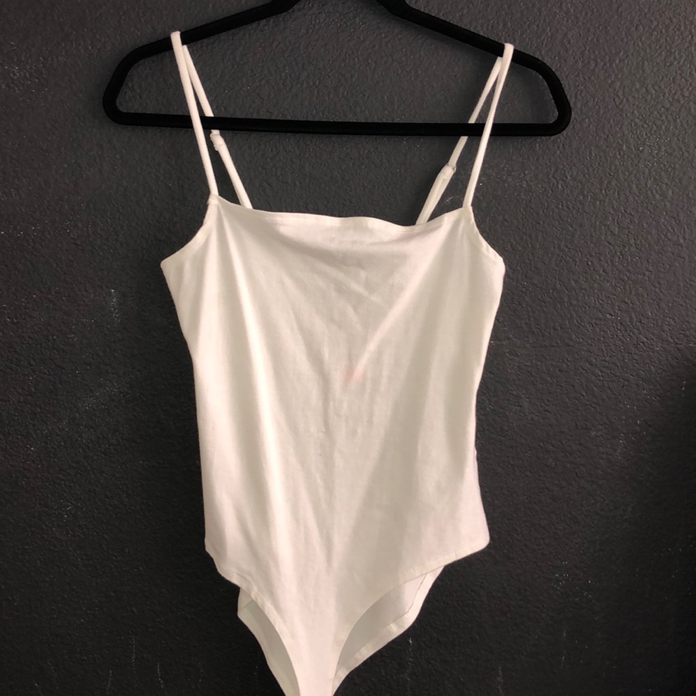 White straight neck body suite